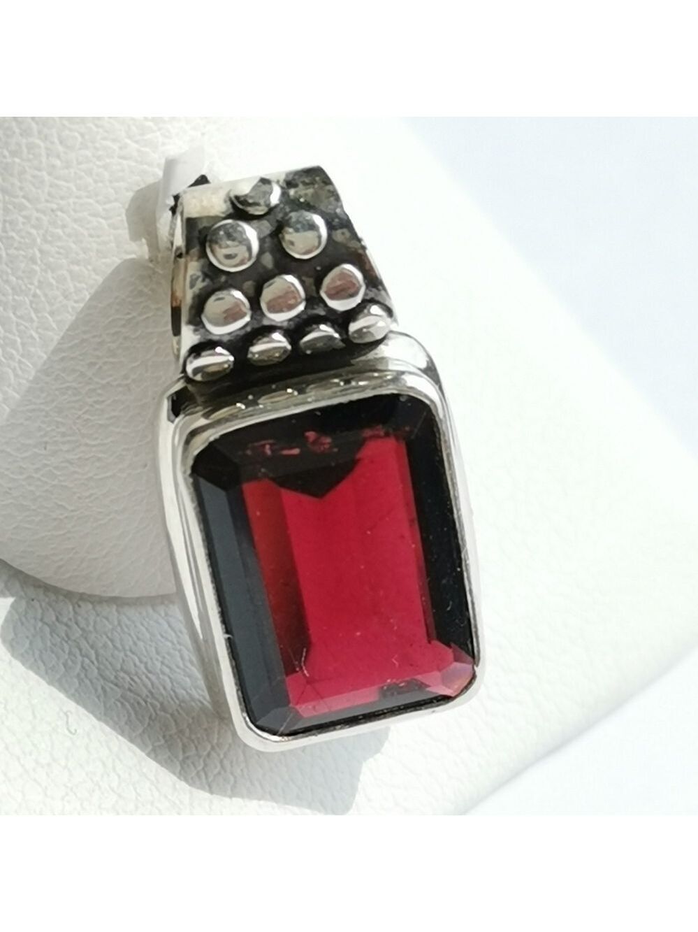 Garnet Pendant Necklace in Sterling Silver